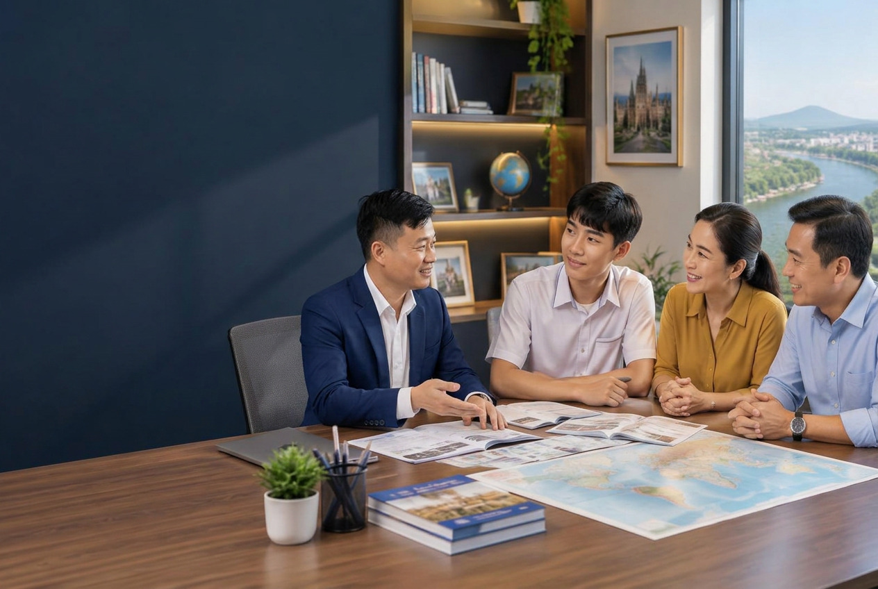 Giám đốc Viet Group trực tiếp tư vấn cho học sinh và gia đình